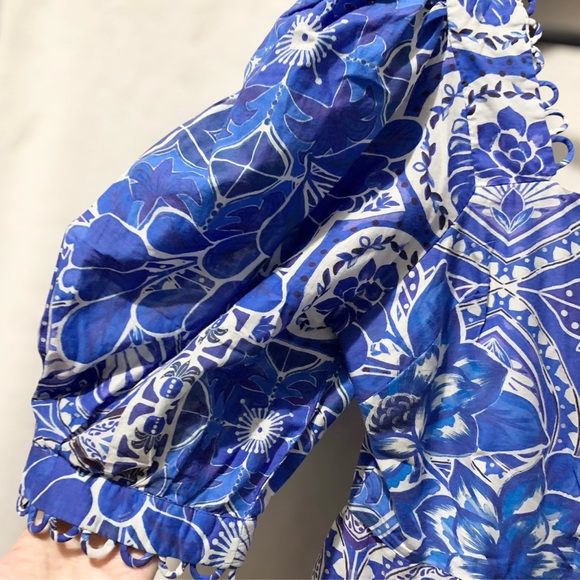 FARM rio puff sleeve cotton tile blouse - Picture 10 of 12